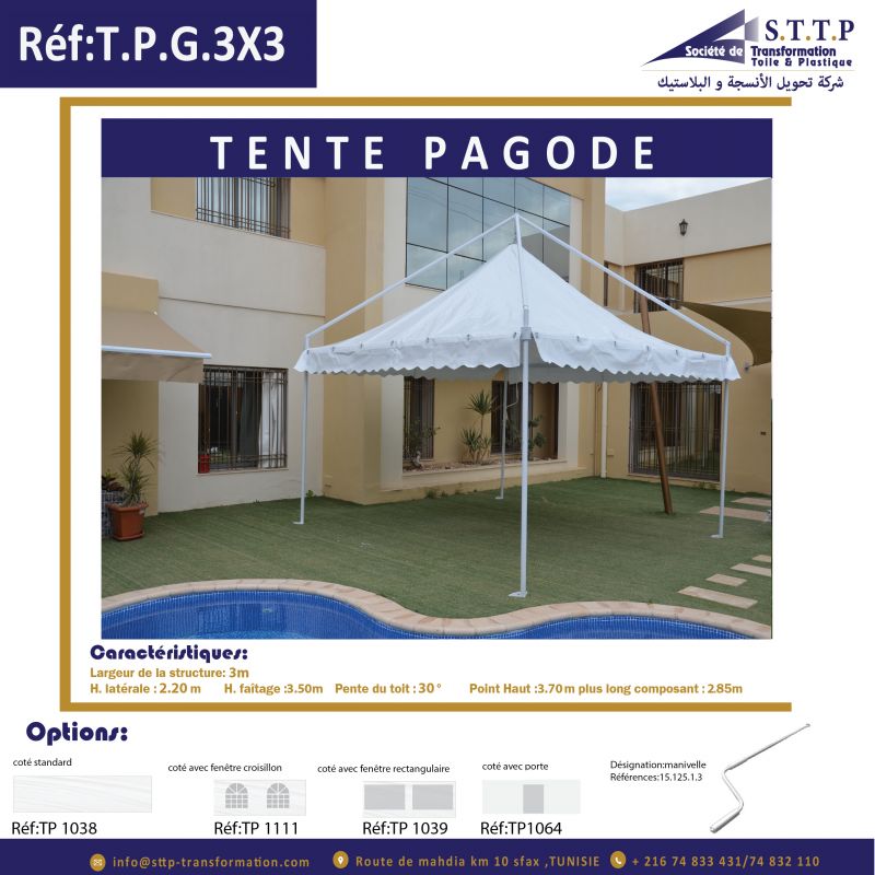 TENTE PAGODE GALVANISE"T.P.G.3*3"  