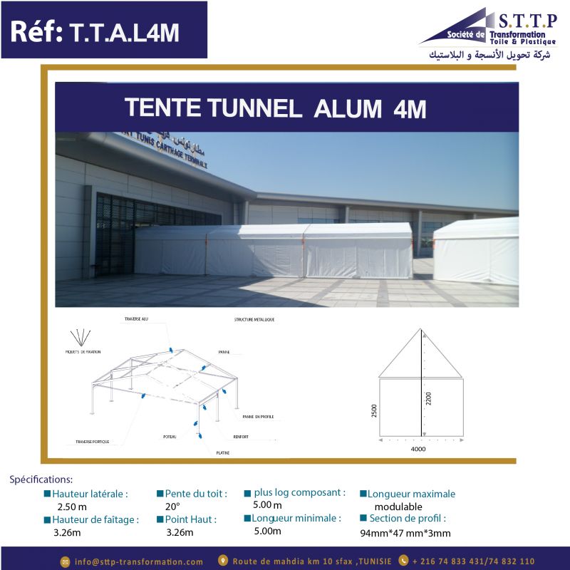 tente tunnel 4m